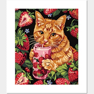 Cat Strawberry Fantasy Posters and Art